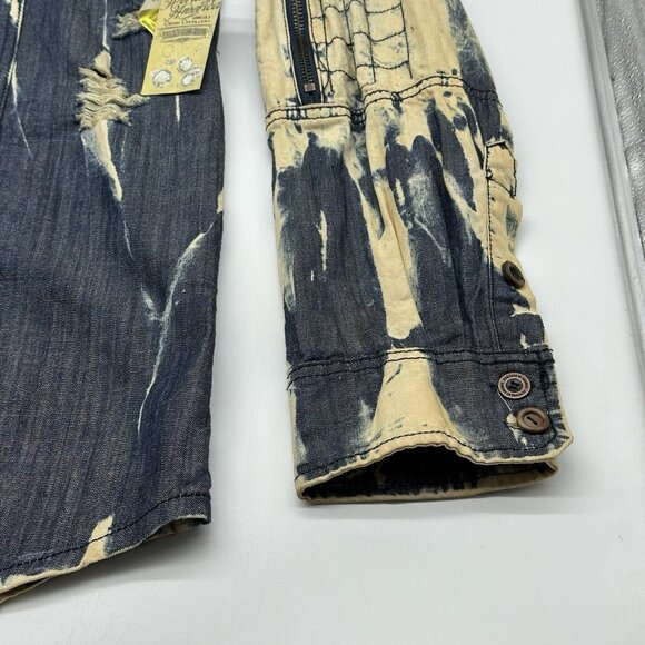 The Heritage by America Denim Distillery 1776 Size 2XL Acid Wash Denim Shirt NWT - Picture 2 of 11